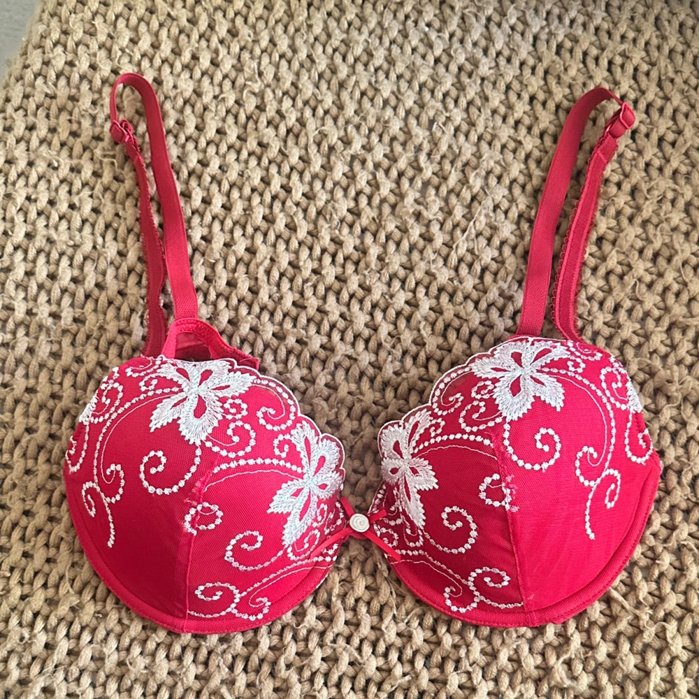 Marks & Spencer Red Floral Embroidered Bra